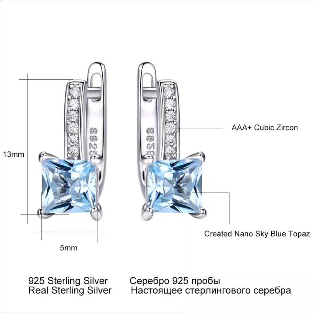 Blue Topaz Silver Earrings - Picture 2 of 5